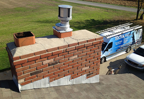 Chimney with some cracks in the masonry in need of maintenance