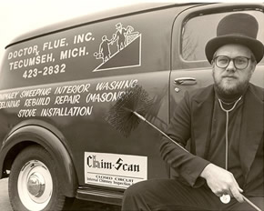 A Doctor Flue chimney sweep at work