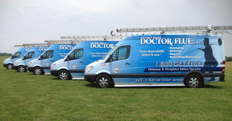 Five Doctor Flue trucks lined up and ready to go